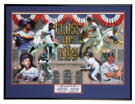 Class of 1999 Hall of Fame Poster Signed By Nolan Ryan, Robin Yount, Orlando Cepeda, and George Brett